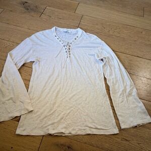 IRO Women's XS Top Lace Up Long Sleeve Bell Sleeve Ivory Cream Blouse (1134)